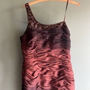 Adrianna Papell Evening Cocktail Dress size 12 Brown Ombre